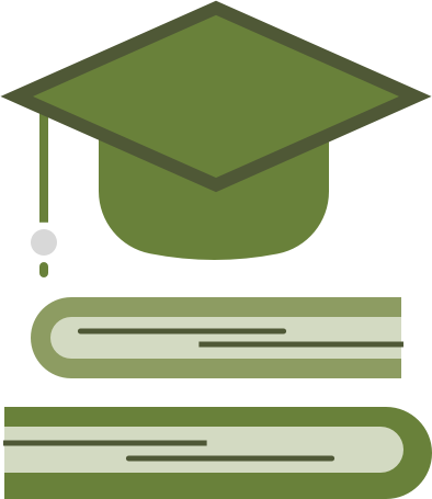 Icon of graduate hat on books